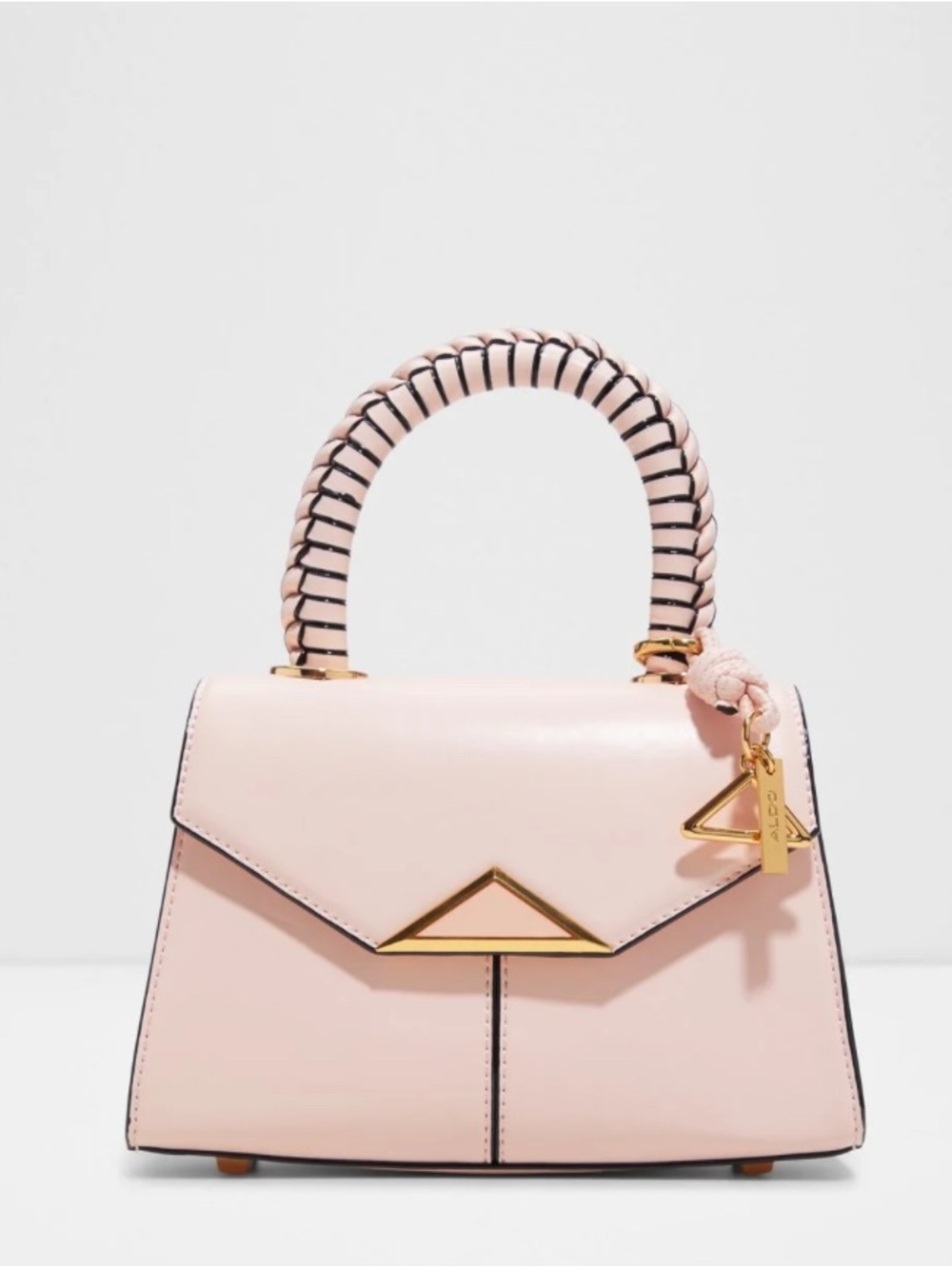 ALDO Blush Pink Mini Top-Handle Satchel with Gold Trim